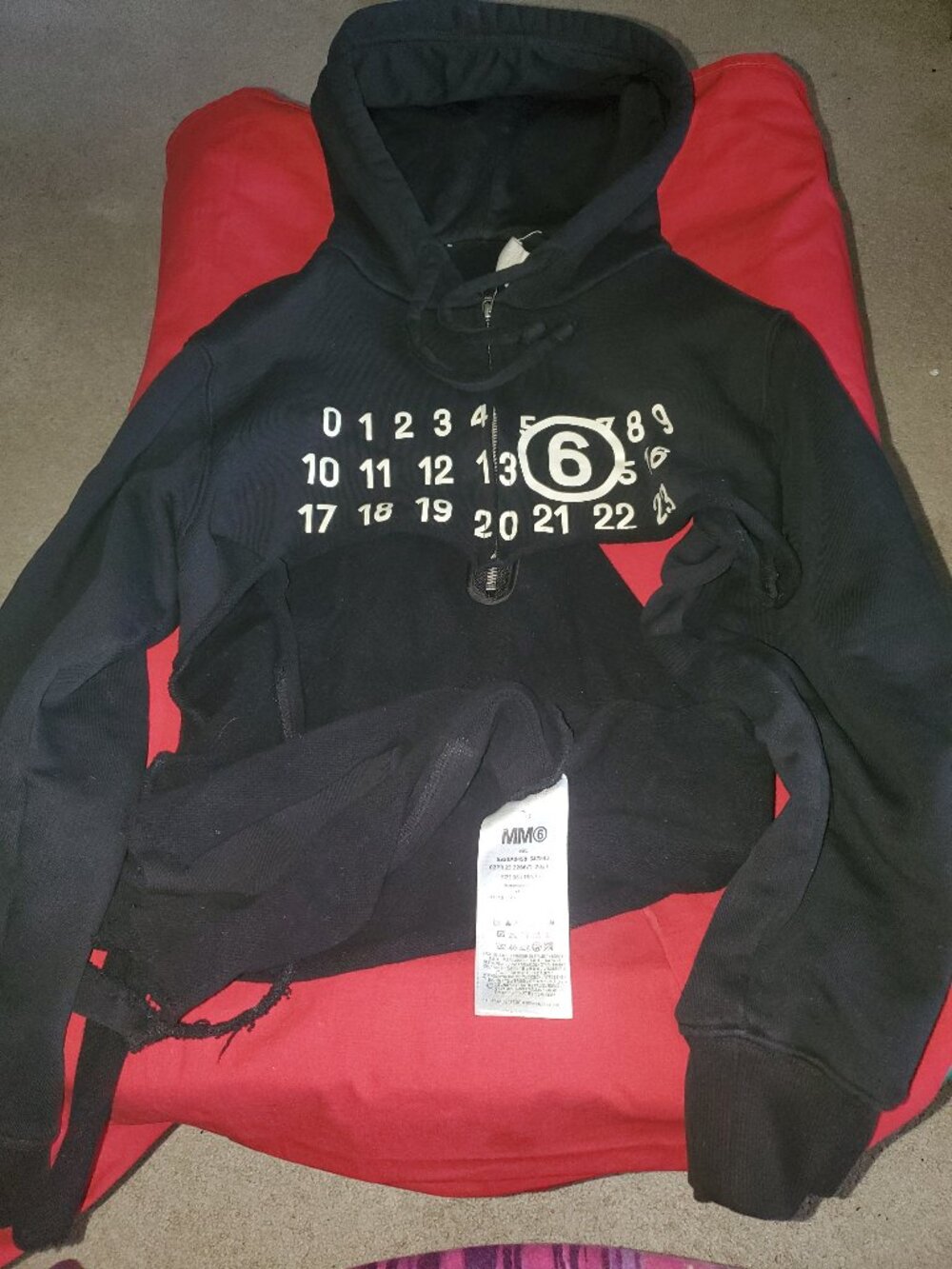 BLACK MAISON MARGIELA LOGO HALF ZIPPED SIZE 36 HOODIE